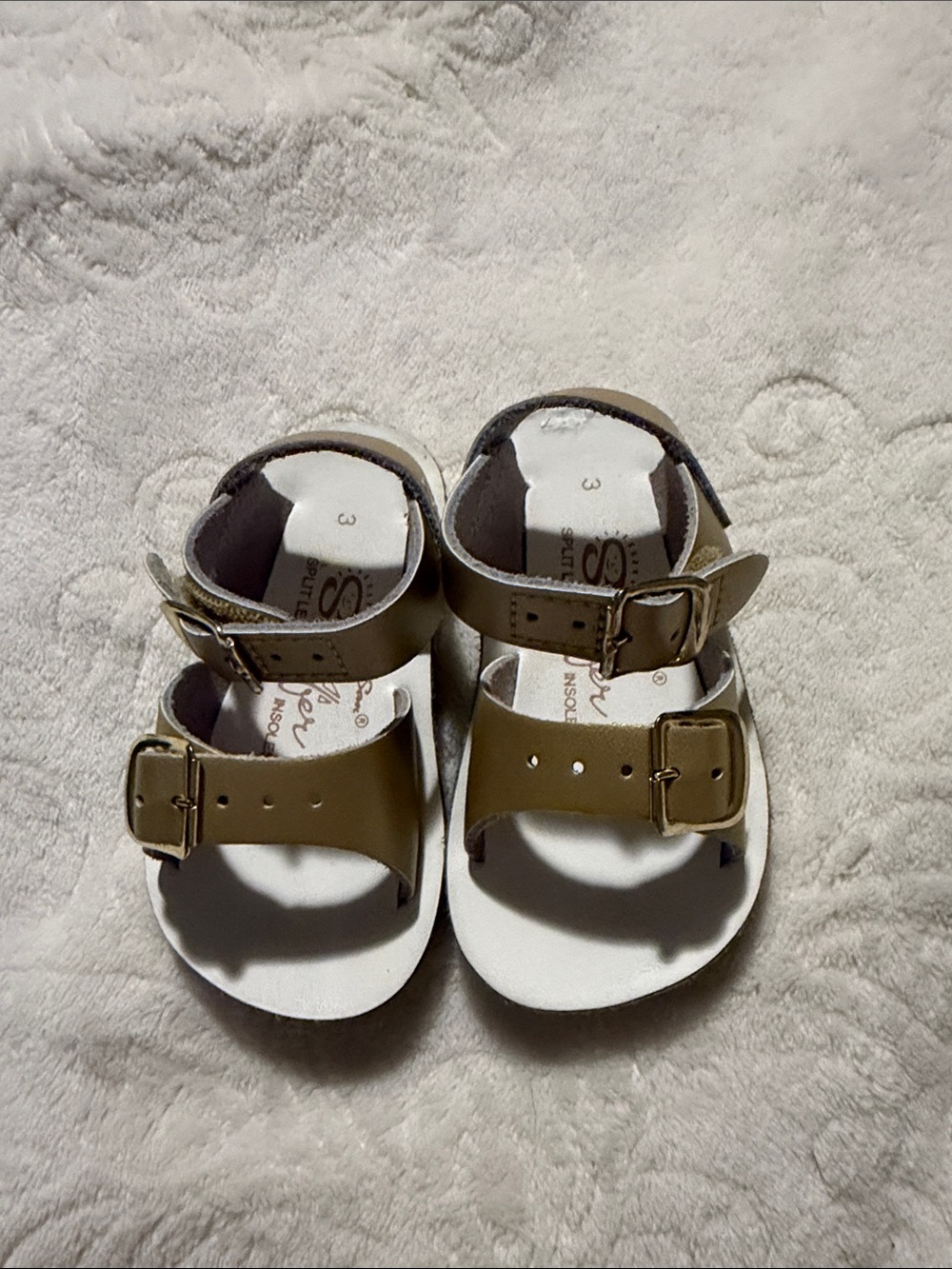 Sun San Surfer Split Leather Gold Sandals sz 3